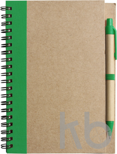 Wire bound notebook with ballpen.