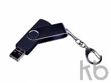 USB 2.0/micro USB/Type-C- флешка на 16 Гб c поворотным механизмом