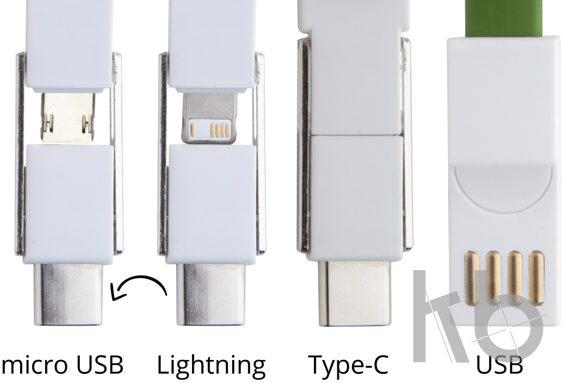 Кабель-брелок micro USB, USB-C и Lightning
