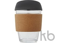 Стеклянный стакан с силиконовой крышкой и пробковой манжетой «Lidan»