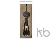 Зарядный кабель 3 в 1 со светящимся логотипом и округлым бамбуковым корпусом