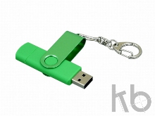 USB 2.0- флешка на 16 Гб с поворотным механизмом и дополнительным разъемом Micro USB