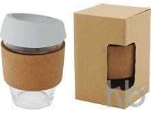 Стеклянный стакан с силиконовой крышкой и пробковой манжетой «Lidan»