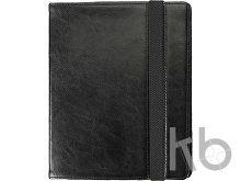 iPad holder in black bonded leather.