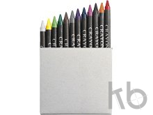 Cardboard box with crayons