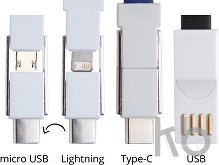 Кабель-брелок micro USB, USB-C и Lightning