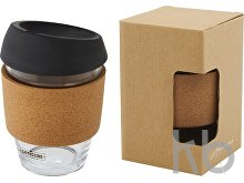 Стеклянный стакан с силиконовой крышкой и пробковой манжетой «Lidan»