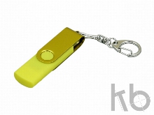 USB 2.0- флешка на 32 Гб с поворотным механизмом и дополнительным разъемом Micro USB