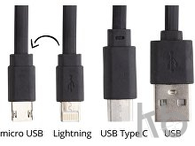 Кабель-брелок micro USB, USB-C и Lightning