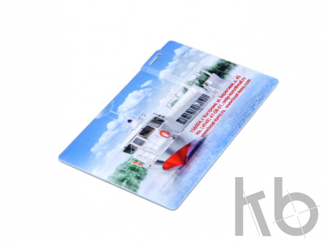 USB 2.0- флешка на 64 Гб в виде пластиковой карты с полностью выдвижным чипом