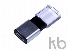 USB 2.0- флешка промо на 32 Гб прямоугольной формы, выдвижной механизм