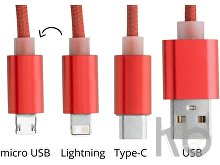 Кабель-брелок micro USB, USB-C и Lightning