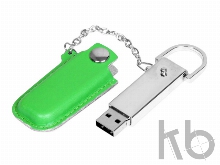 USB 2.0- флешка на 16 Гб в массивном корпусе с кожаным чехлом