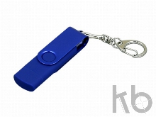 USB 2.0- флешка на 32 Гб с поворотным механизмом и дополнительным разъемом Micro USB