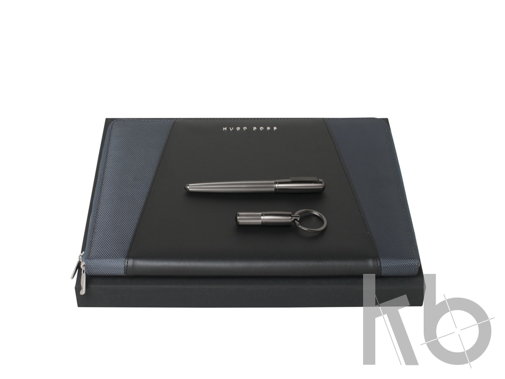 Подарочный набор: брелок, ручка-роллер, папка для конференций А4