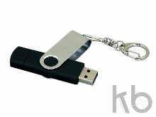 USB 2.0- флешка на 32 Гб с поворотным механизмом и дополнительным разъемом Micro USB