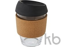 Стеклянный стакан с силиконовой крышкой и пробковой манжетой «Lidan»