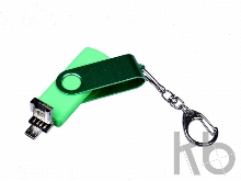 USB 2.0/micro USB/Type-С- флешка на 16 Гб 3-в-1 с поворотным механизмом