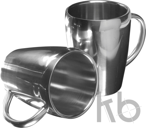 Stainless steel double walled mugs