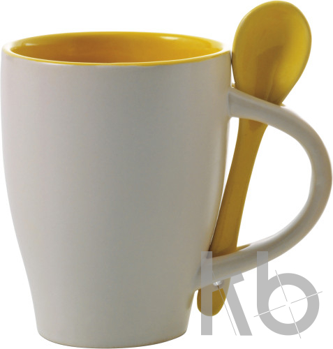 Ceramic mug with spoon