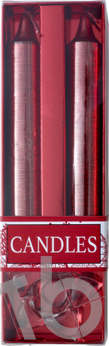 Two glitter candles with glass holder