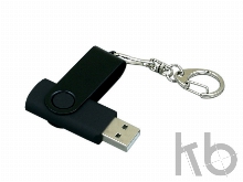 USB 2.0- флешка промо на 16 Гб с поворотным механизмом и однотонным металлическим клипом
