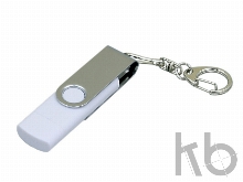 USB 2.0- флешка на 16 Гб с поворотным механизмом и дополнительным разъемом Micro USB