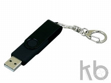 USB 2.0- флешка промо на 64 Гб с поворотным механизмом и однотонным металлическим клипом