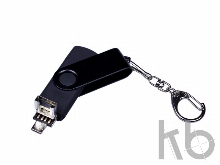 USB 2.0/micro USB/Type-С- флешка на 64 Гб 3-в-1 с поворотным механизмом