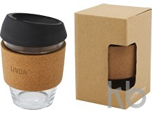 Стеклянный стакан с силиконовой крышкой и пробковой манжетой «Lidan»