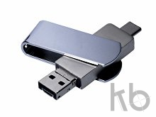 USB 3.0-флешка на 32 Гб с поворотным механизмом и дополнительным разъемом Micro USB