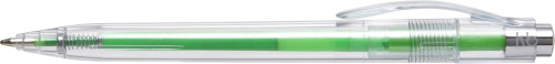 Plastic transparent ballpen with coloured refill