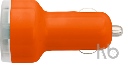 Plastic car power adapter with two USB ports