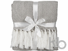 Плед акриловый с белой бахромой «Tassel»