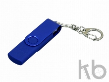 USB 2.0- флешка на 16 Гб с поворотным механизмом и дополнительным разъемом Micro USB