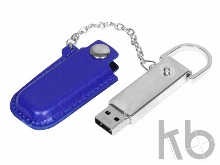 USB 2.0- флешка на 8 Гб в массивном корпусе с кожаным чехлом