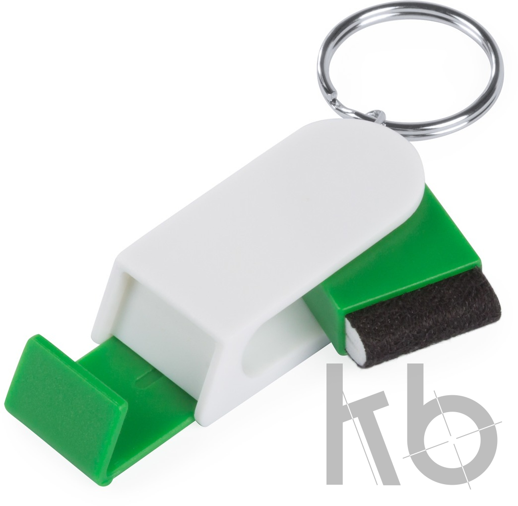 Брелок-подставка для мобильного с очистителем для экрана