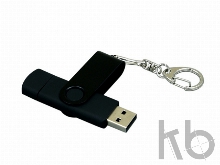 USB 2.0- флешка на 32 Гб с поворотным механизмом и дополнительным разъемом Micro USB