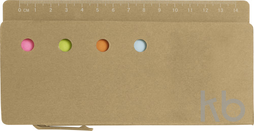 Cardboard memo holder with ruler