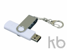 USB 2.0- флешка на 16 Гб с поворотным механизмом и дополнительным разъемом Micro USB