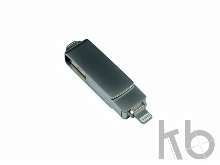 USB 3.0/micro USB/Lightning- флешка на 64 Гб с поворотным механизмом