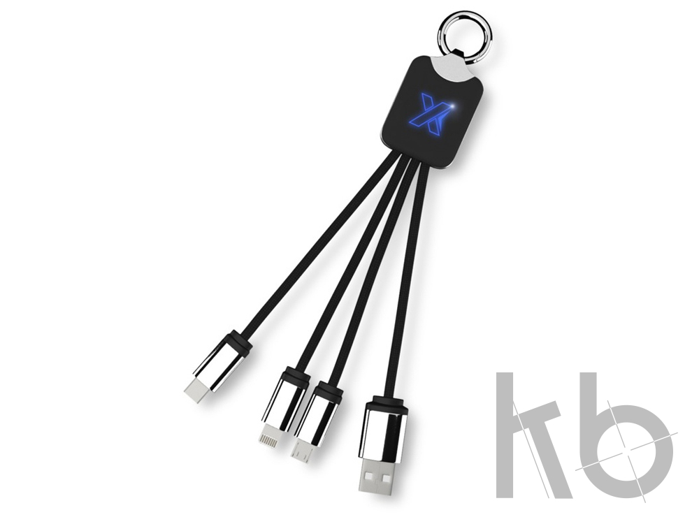 Кабель 3 в 1 с брелоком и подсветкой