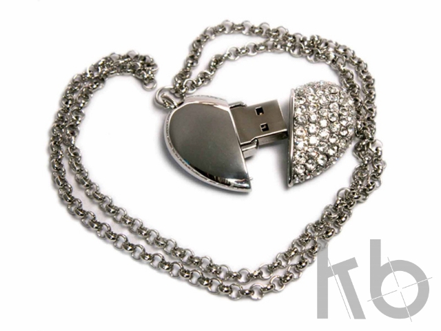 USB 2.0- флешка на 32 Гб «Сердце» с кристаллами