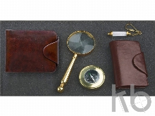 Набор «Галеон»: портмоне, визитница, лупа, компас, брелок-термометр