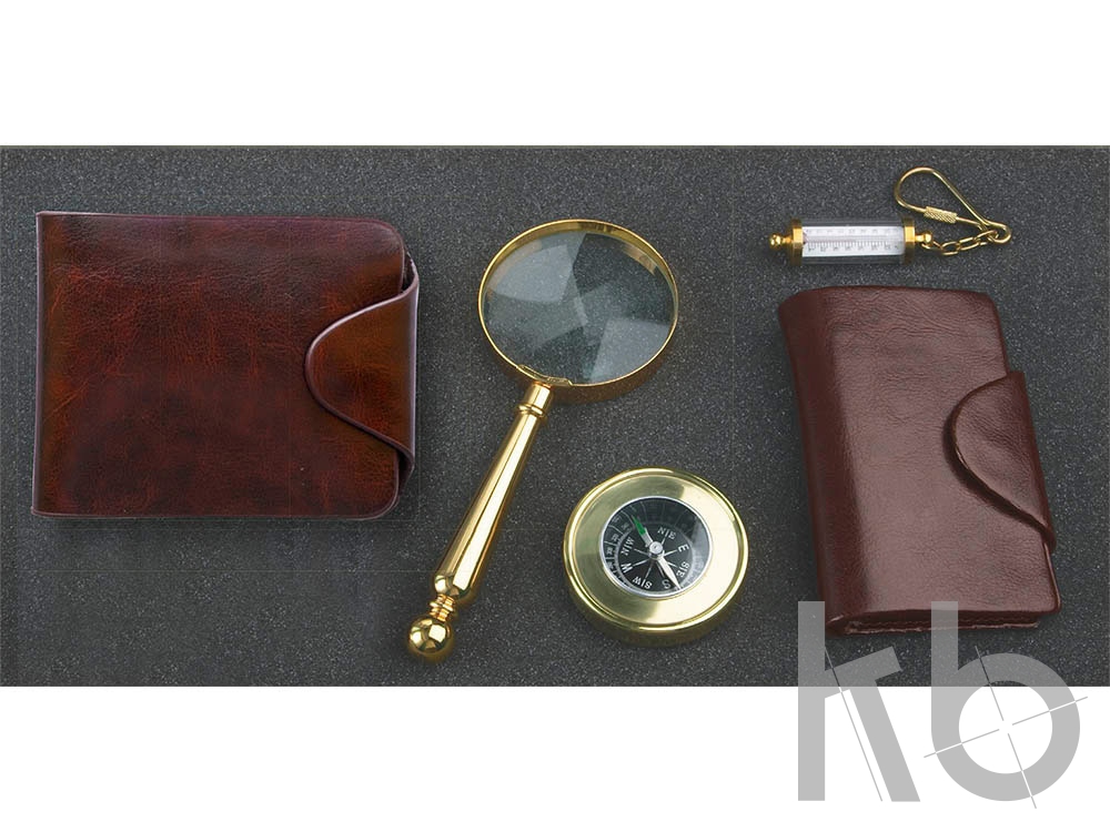 Набор «Галеон»: портмоне, визитница, лупа, компас, брелок-термометр