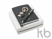 Подарочный набор: блокнот А7, брелок, шариковая ручка