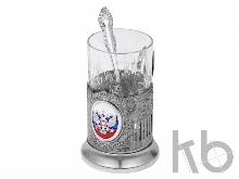 Подстаканник с хрустальным стаканом и ложкой «Российский»