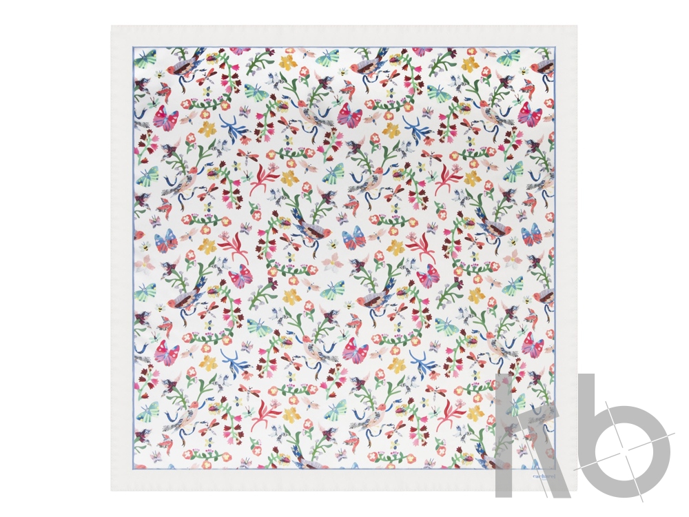 Шелковый платок Butterfly White