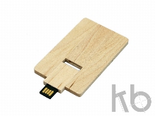 USB 2.0- флешка на 8 Гб в виде деревянной карточки с выдвижным механизмом