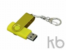 USB 2.0- флешка промо на 16 Гб с поворотным механизмом и однотонным металлическим клипом